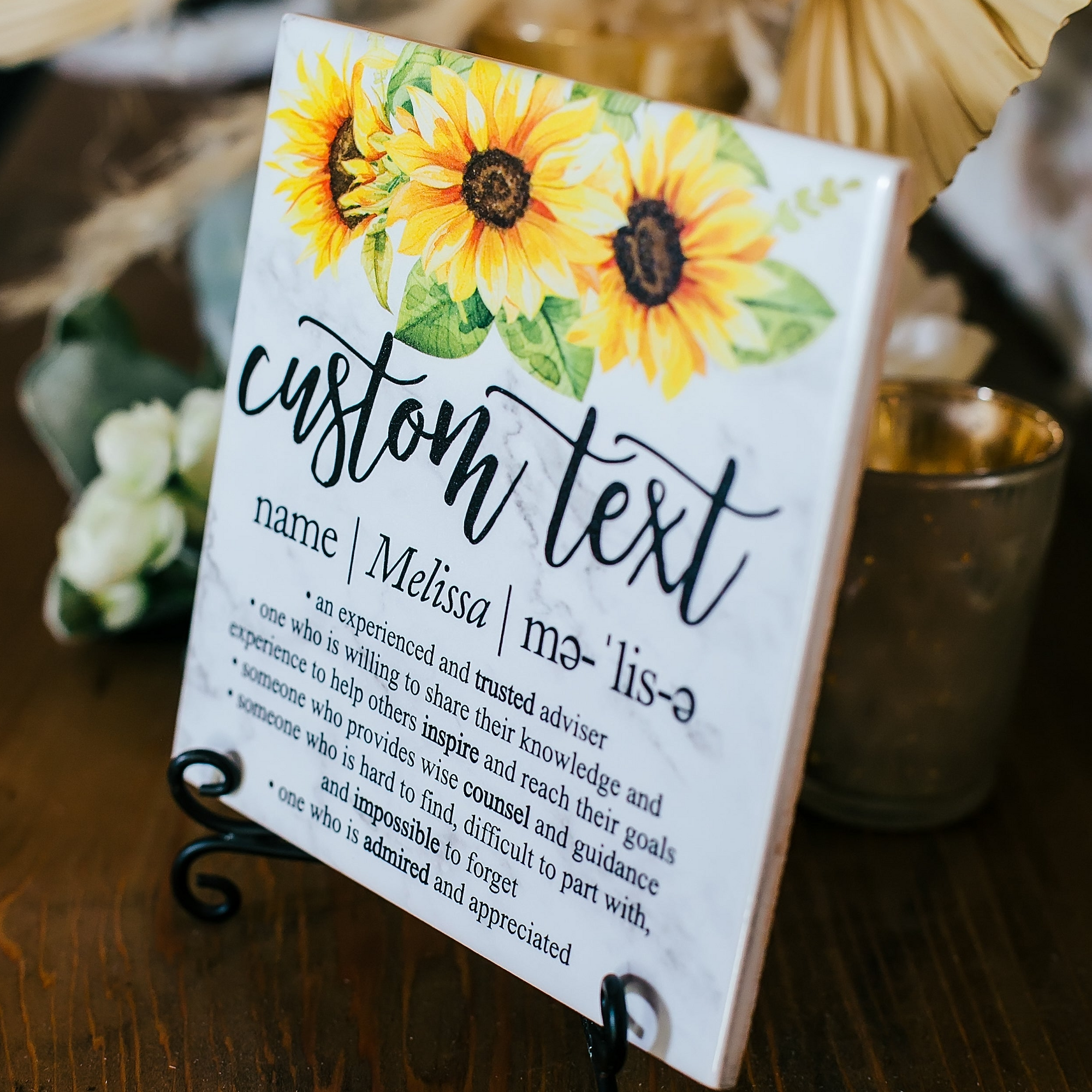 sunflowers custom definition quote art sign