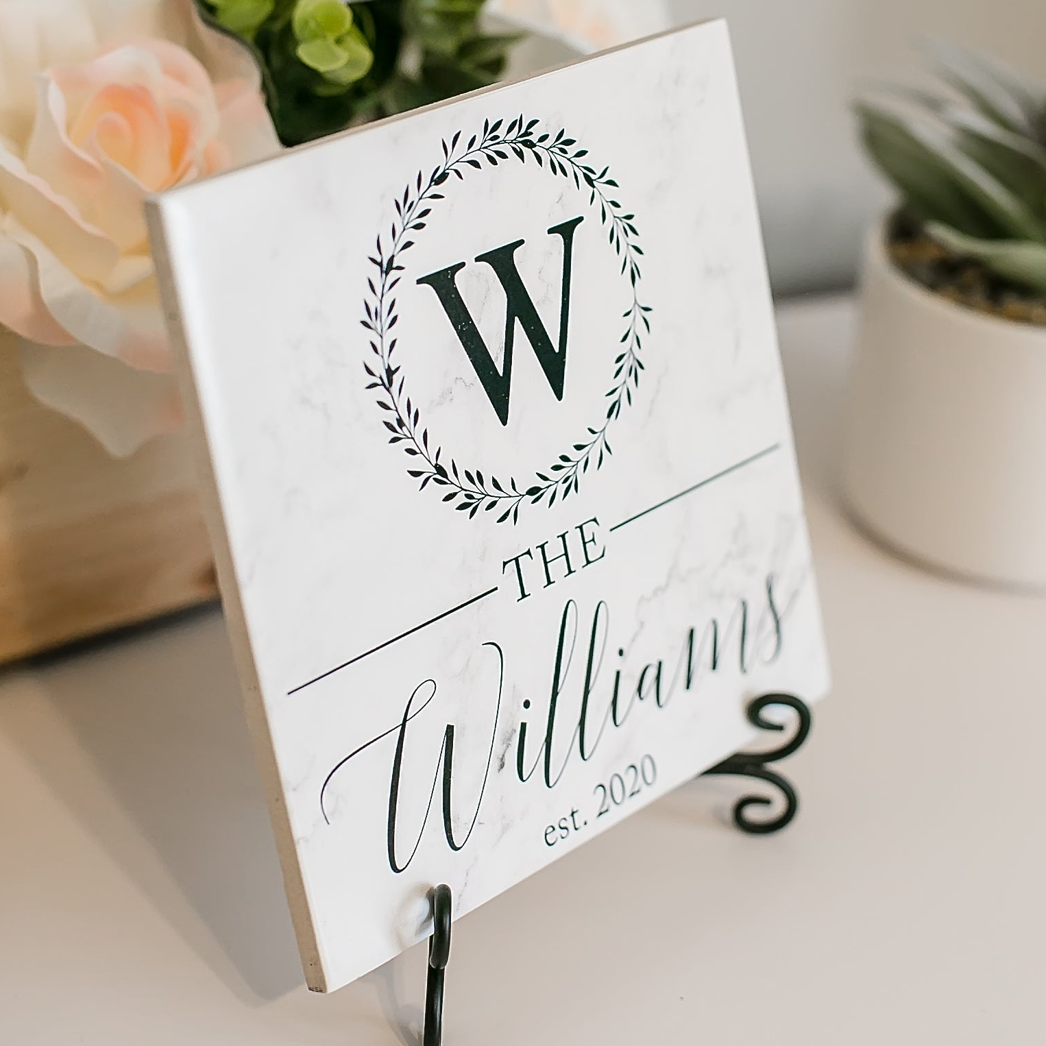 Personalized Wreath Last Name Established Sign