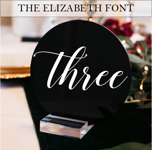 CHOOSE YOUR FONT: Round 5” Script Table Numbers