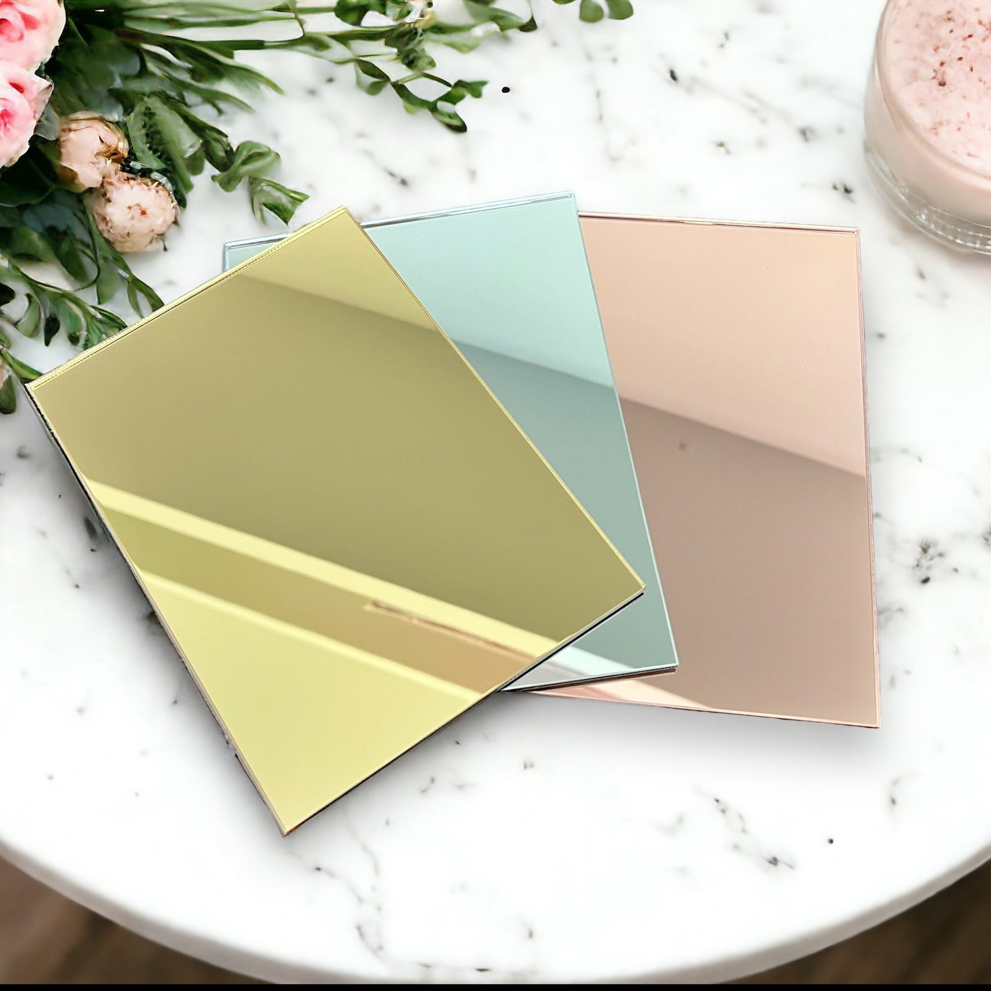 Gold, Silver or Rose Gold Mirror Acrylic Blank Stock Sheet Lucite Wedding Signs | DIY Perspex Mirrored Foil Blanks | Wholesale Craft Supply