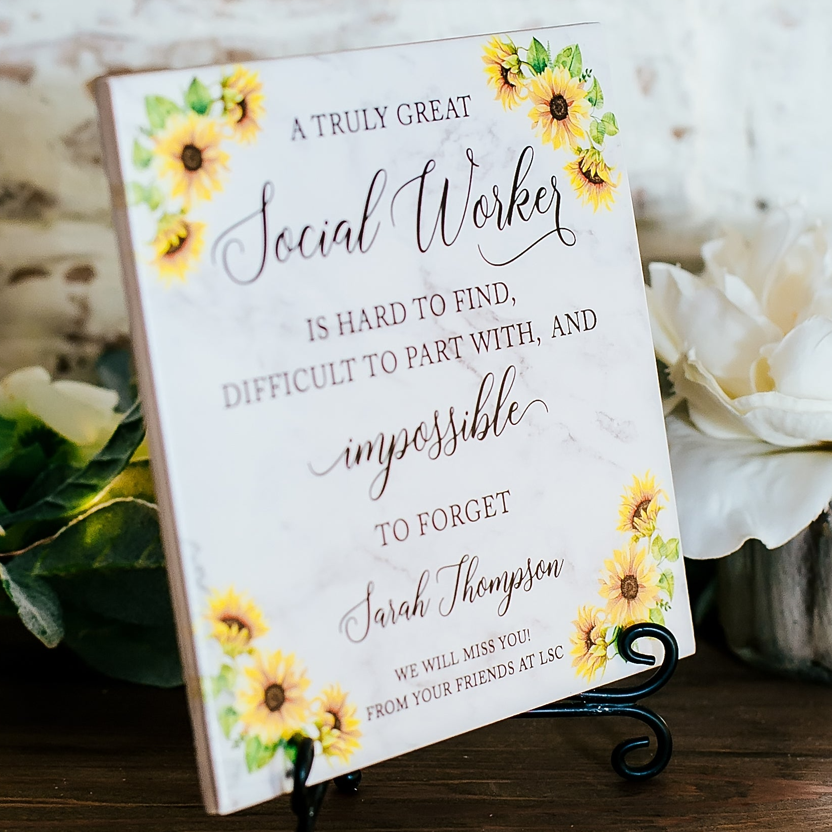 truly great social worker sunflowers retirement or going away sign
