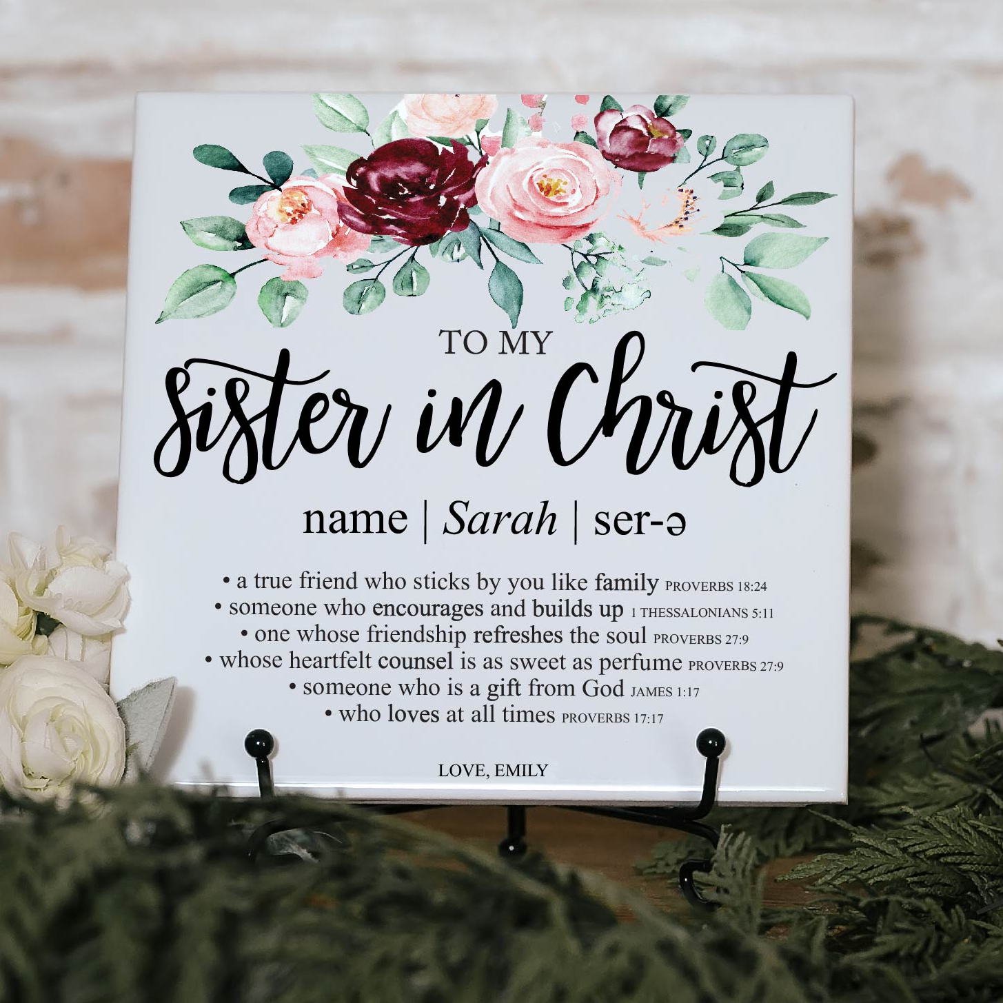 Sister In Christ Dictionary Definition Quote Art Tile Plaque