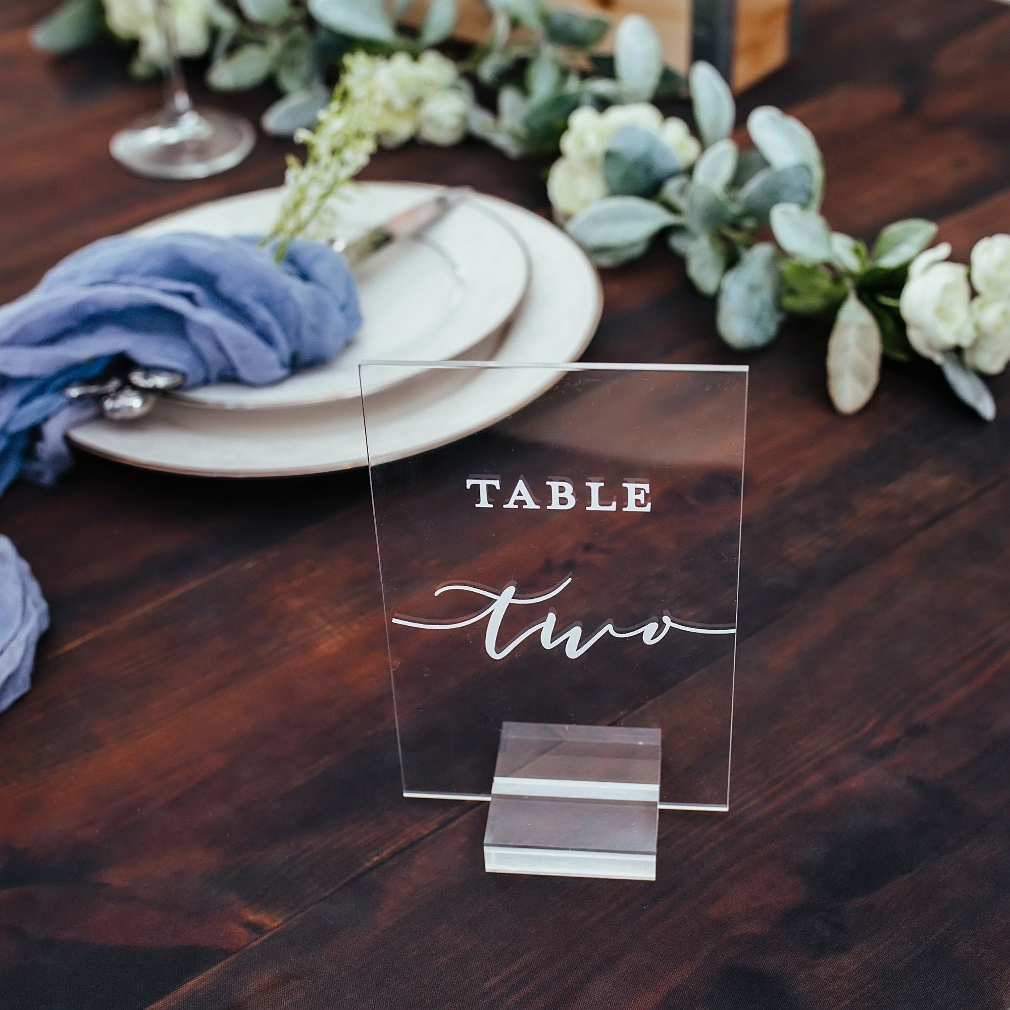 Minimalist Acrylic Table Number Sign  Modern Calligraphy Perspex Numbers  Stands Included  F28-TN1