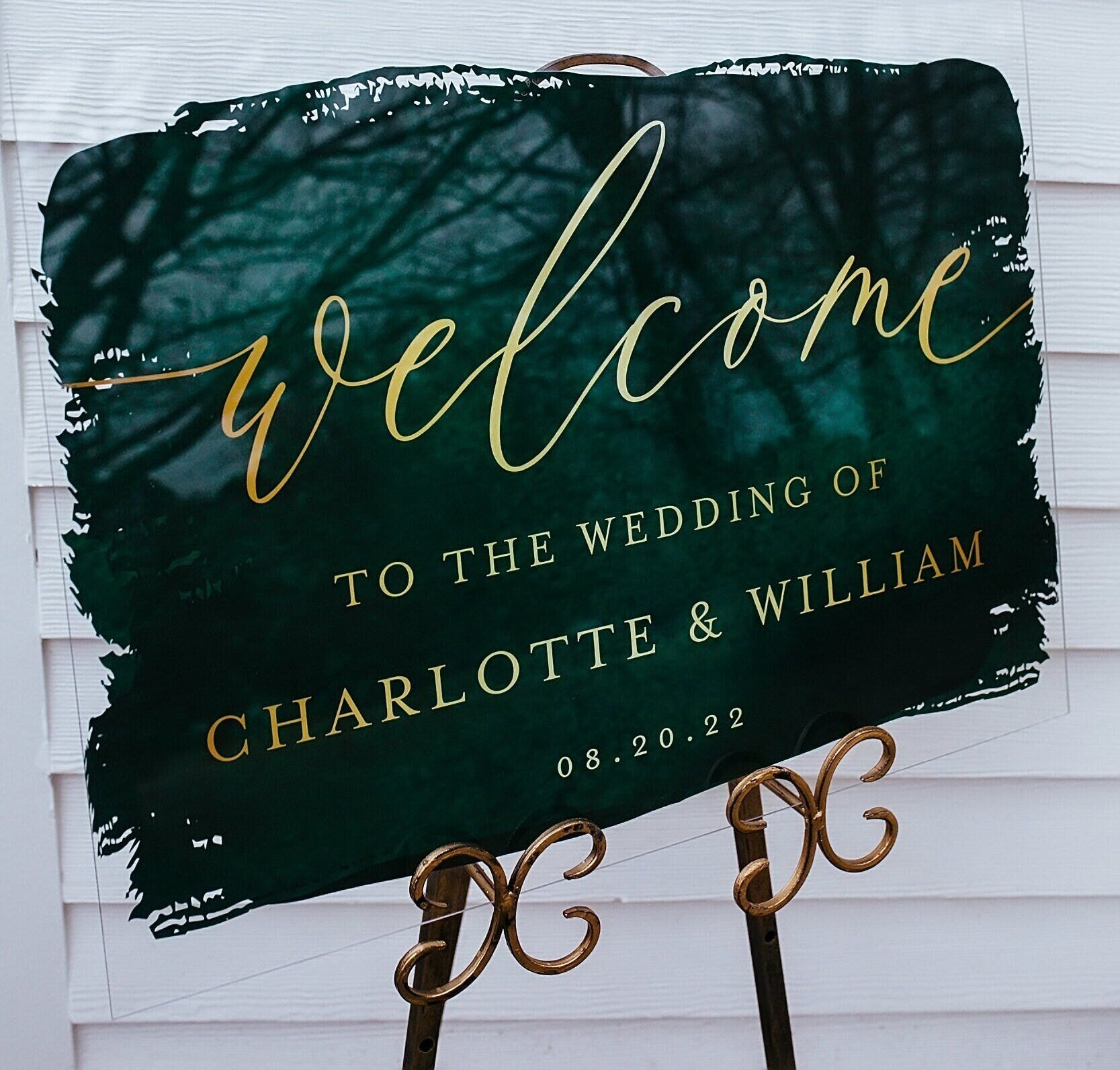 Clear, Frosted, Black or White Wedding Acrylic Welcome Sign, Personalized Modern Lucite Perspex Large Names and Date Sign