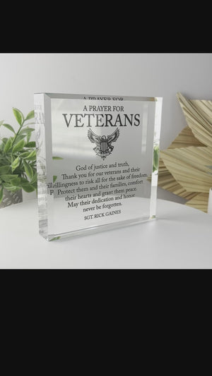 Prayer For Veterans Crystal Glass Plaque CSTL-VTS