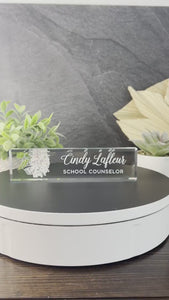 Personalized School Counselor Glass Office Desk Name Plate, Best Counselor Nameplate, Staff Appreciation Gift, TA Day Gift From Principal
