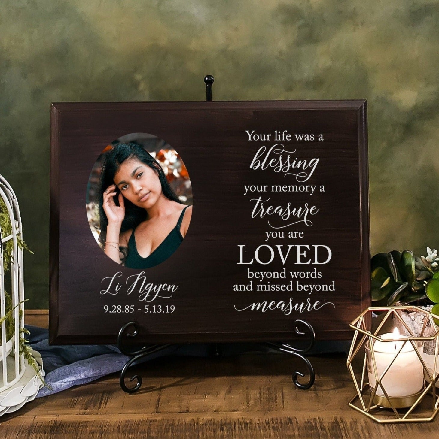 Sympathy Gift With Photo Memorial Plaque, In Loving Memory Present, Grief, Remembrance Bereavement Condolences Sign Passed Loved Ones PL-LB1