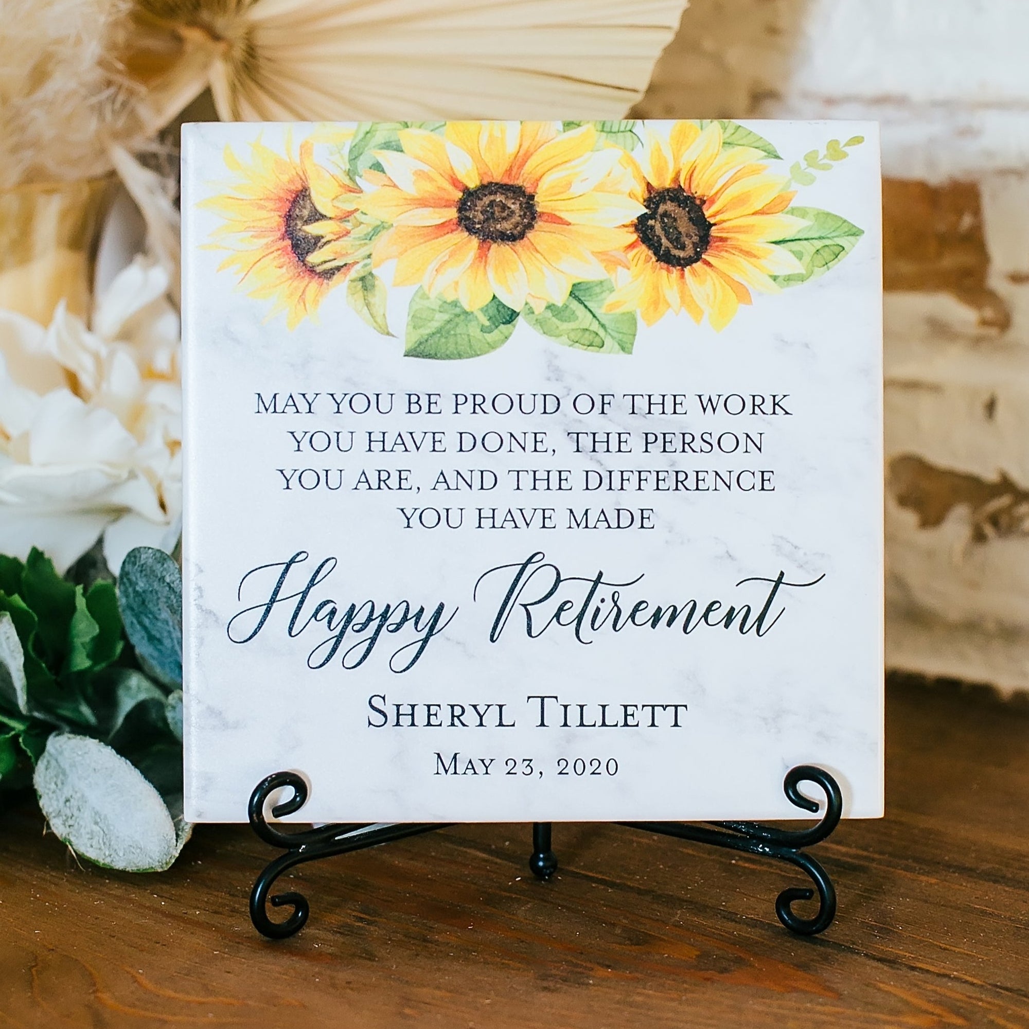 happy retirement sunflowers sign for boss
