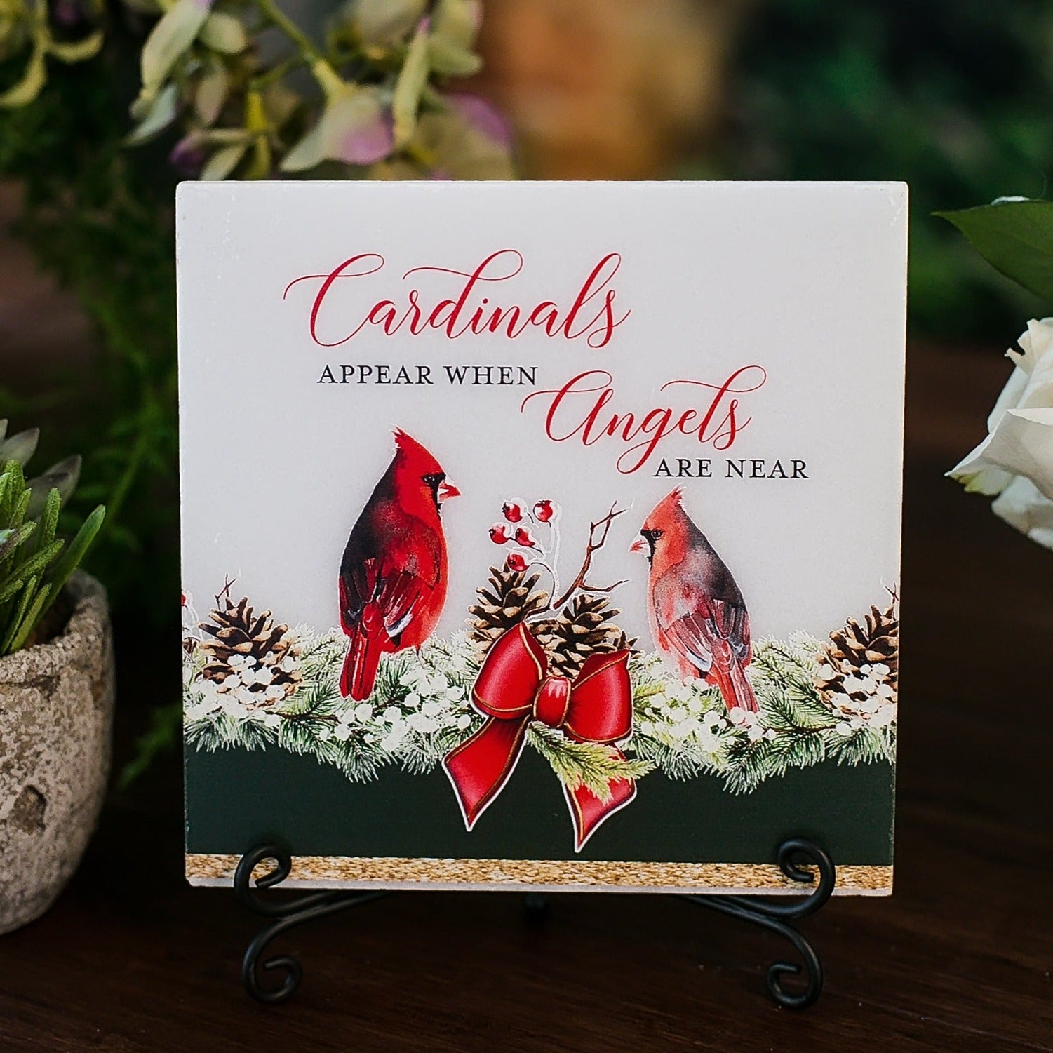 Cardinals Appear When Angels Are Near Tile Plaque