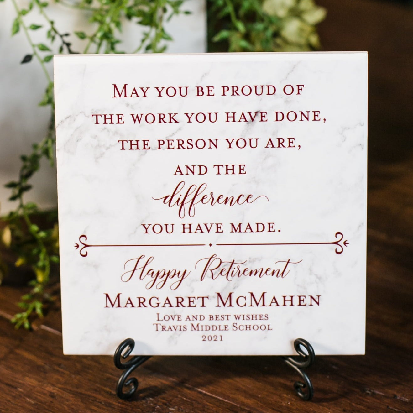 Happy Retirement Sign Tile Plaque Gift For Boss, Colleague, Coworker