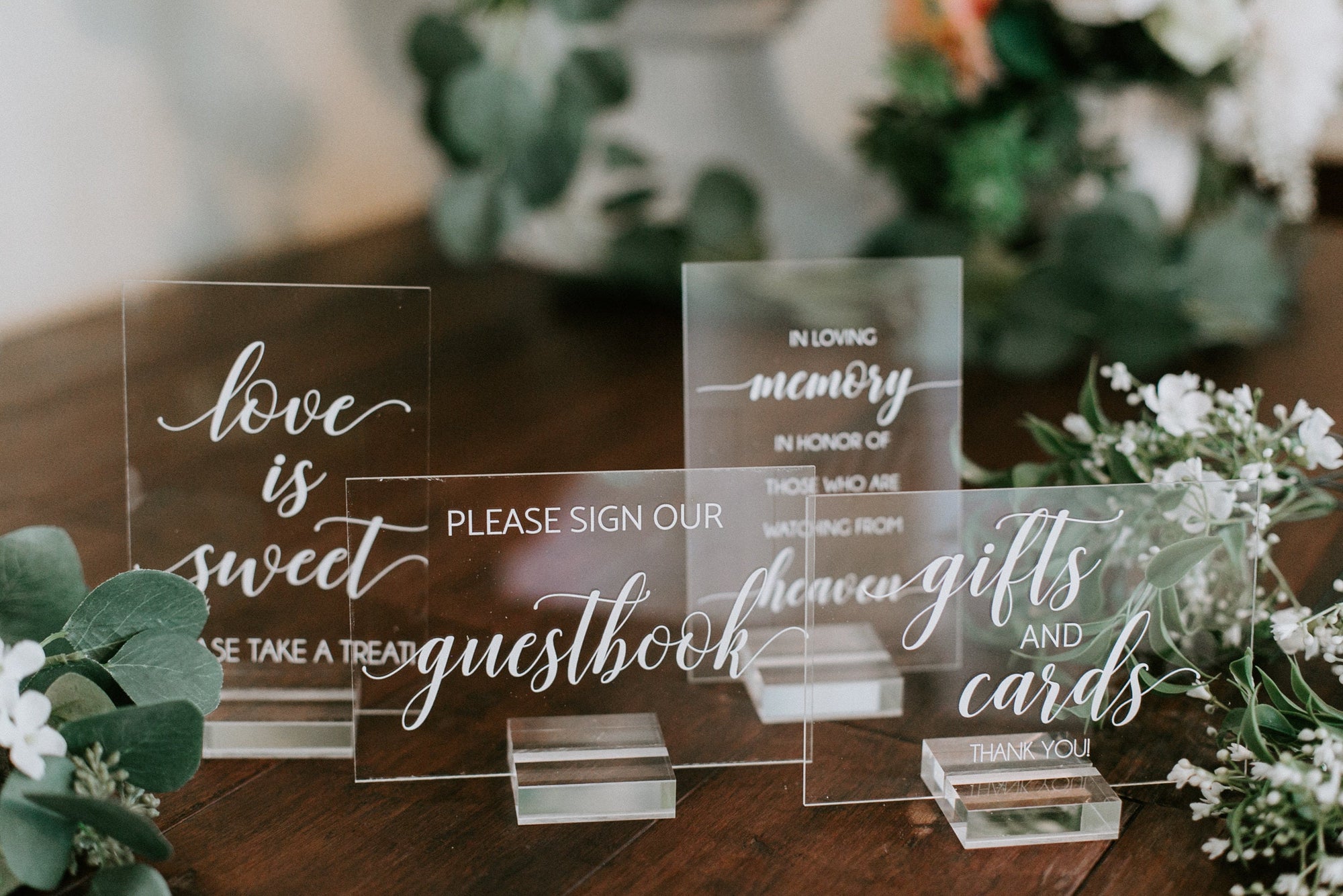Set of 4x6 OR 5x7  Acrylic Wedding Signs, Gifts and Cards In Loving Memory Please Take One Favors Clear Glass Modern Calligraphy Sign, HONLD