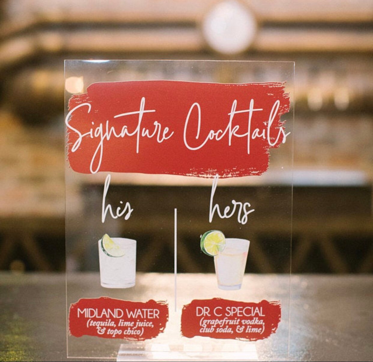 Signature Cocktails Personalized Drink Sign With Colored Backsplash S3-DS3