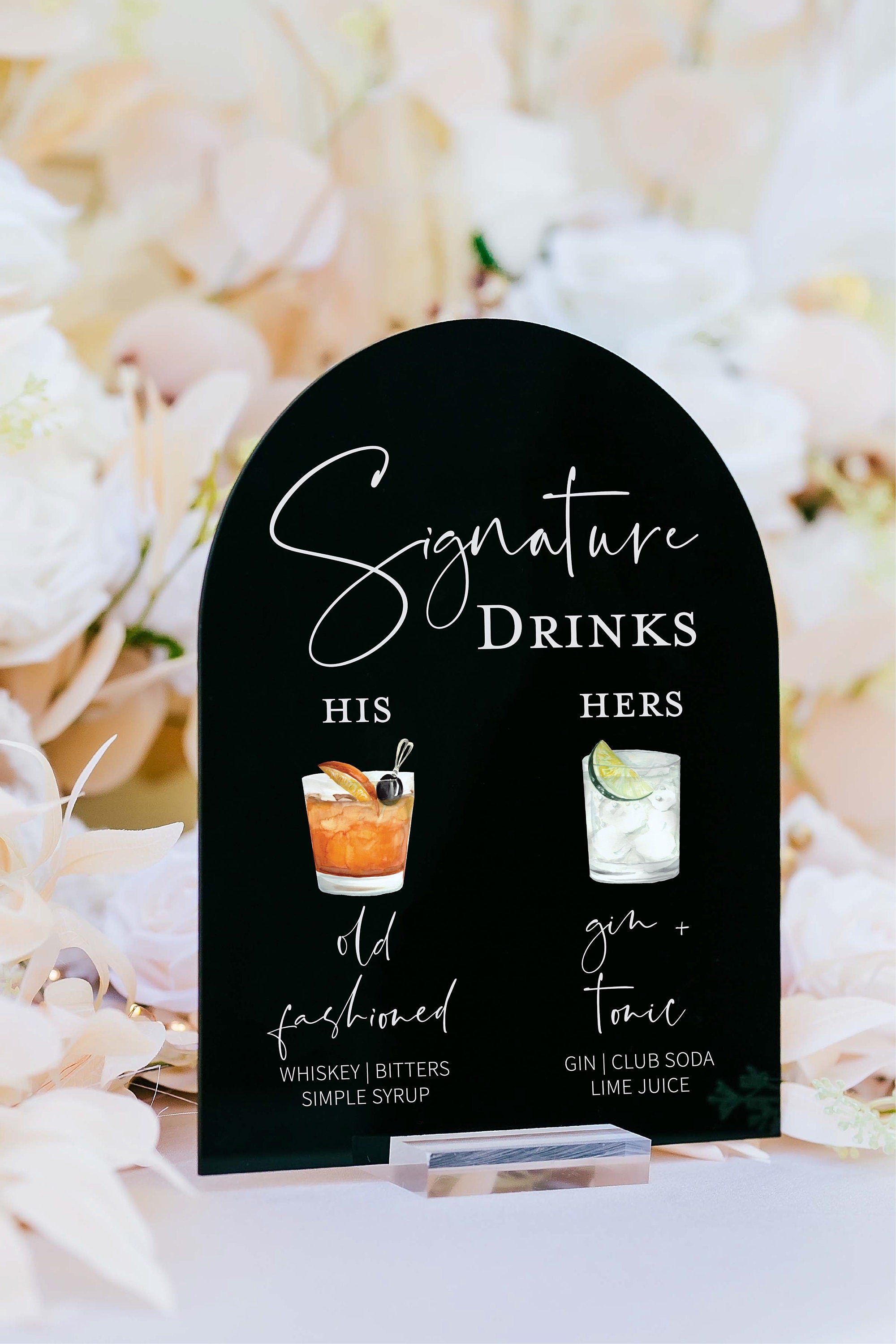 ARCH Signature Drinks Personalized Bar Sign With Drink Icons S1-DS3