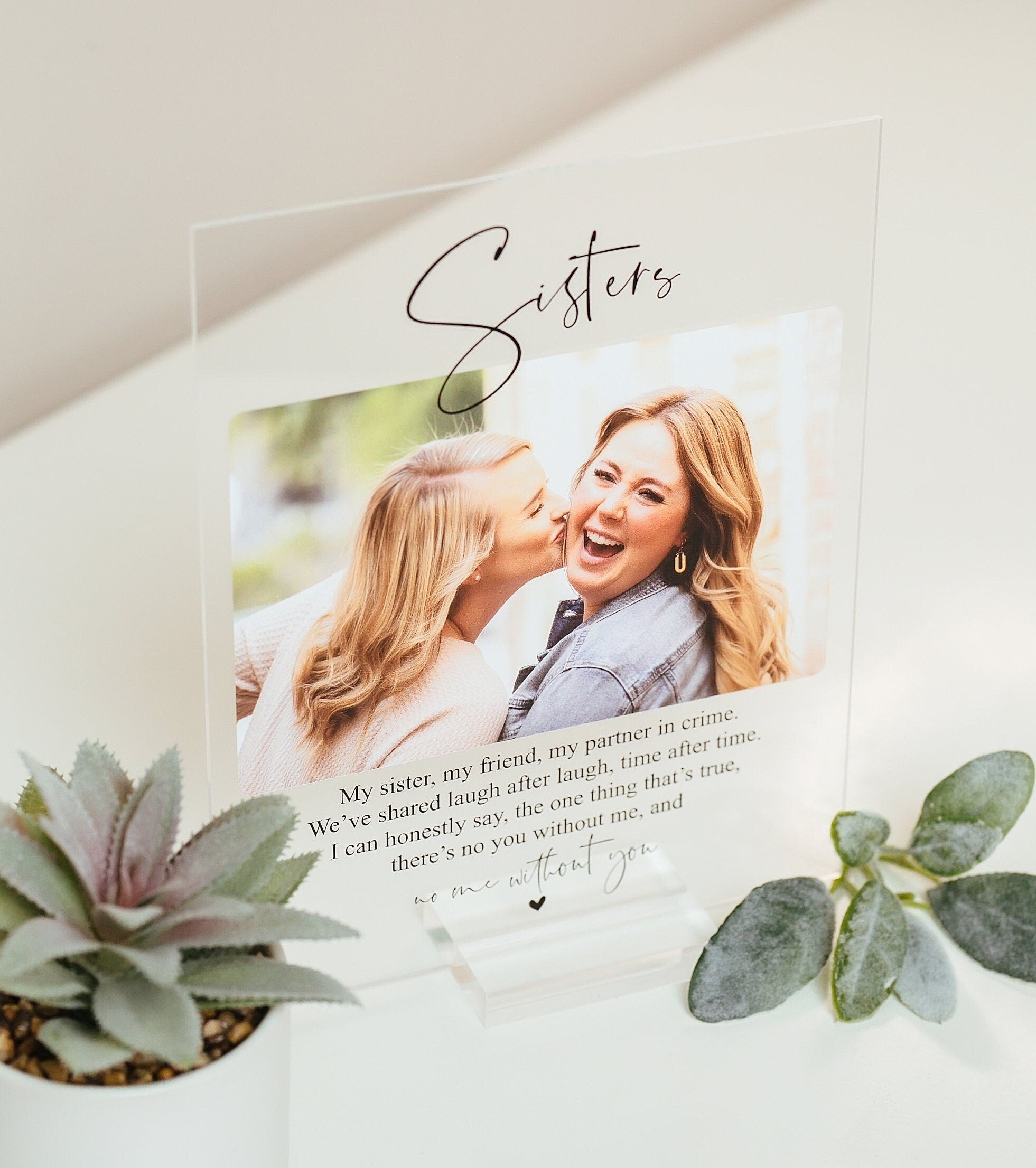 Personalized Photo Plaque w Stand, Sisters Best Friends Forever Gift, Gift for Her, Partners In Crime, Photo Collage, Personalized Photo