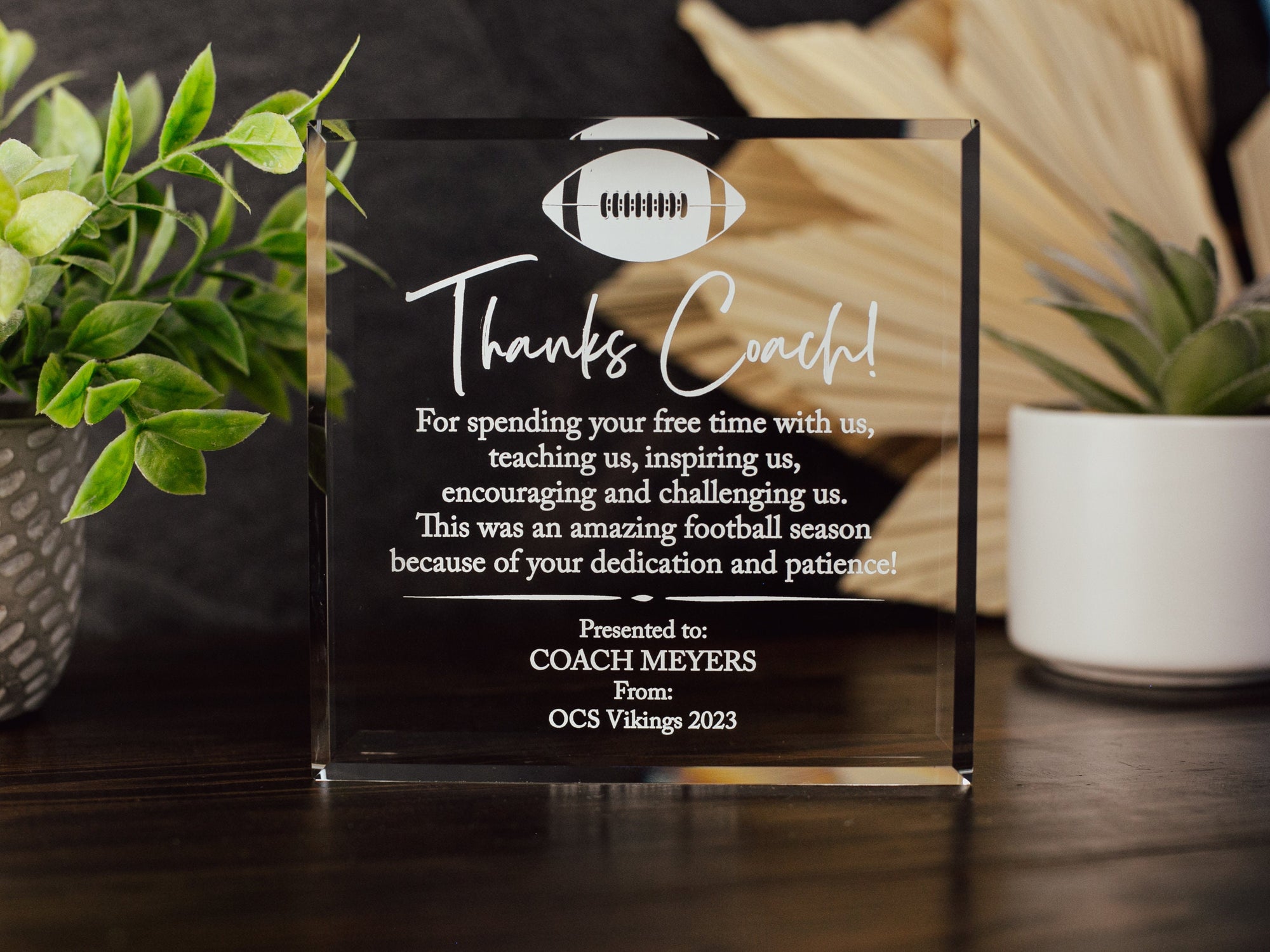 Coach Appreciation Award Crystal Glass Plaque, for Employee Recognition, School Staff, Sports Manager Trophy, Retirement Gift Plaque