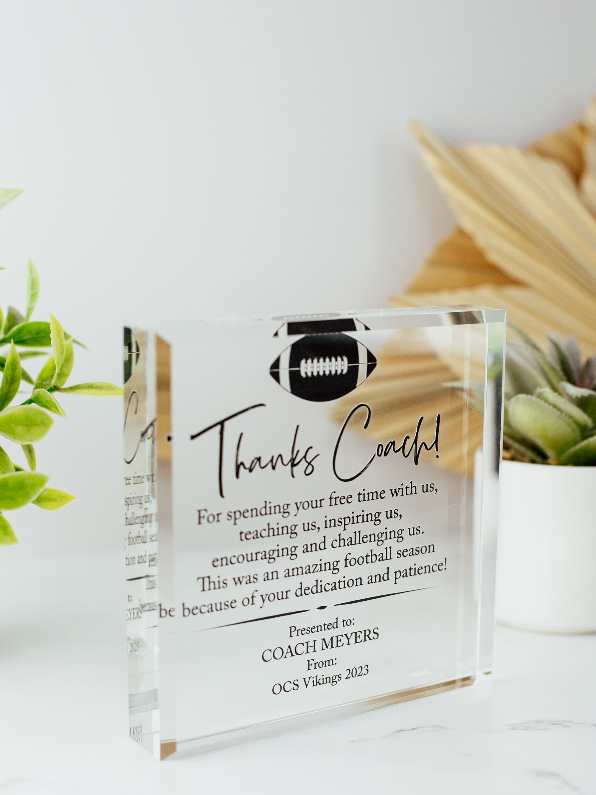 Coach Appreciation Award Crystal Glass Plaque, for Employee Recognition, School Staff, Sports Manager Trophy, Retirement Gift Plaque