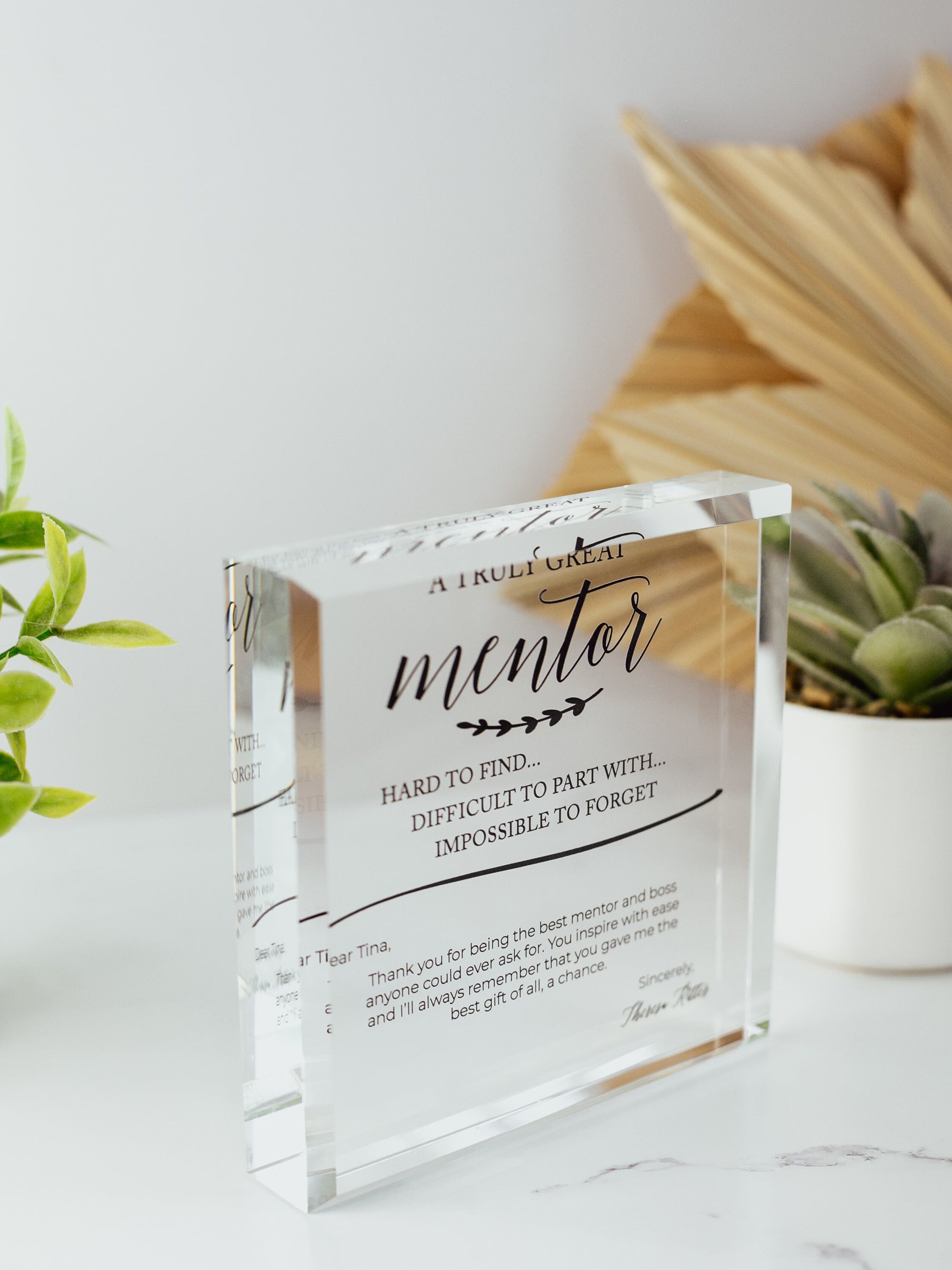 Truly Great Mentor Crystal Glass Plaque, for Employee Recognition, Life Coach Trophy, Appreciation Gift Plaque, Present from Staff, Boss Day