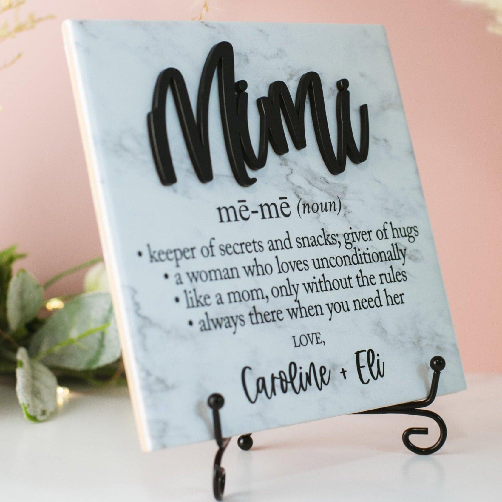 3D Mimi Definition Ceramic Tile Sign Gift, Mothers Day Family Present Idea From Kids, Wall Decor, Nana, Gigi and Grandma Also Available