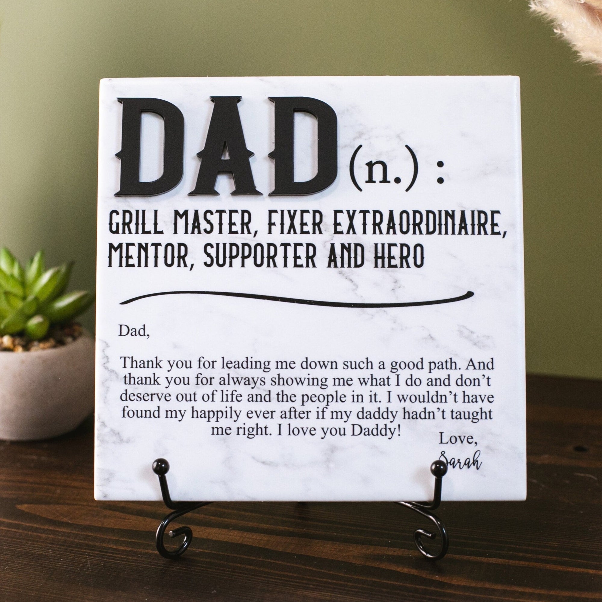 3D Grill Master Personalized Ceramic Tile Sign Gift, Fathers Day Present Idea, Wall Decor, Stepdad, Papa, Dad + Grandpa Also Available
