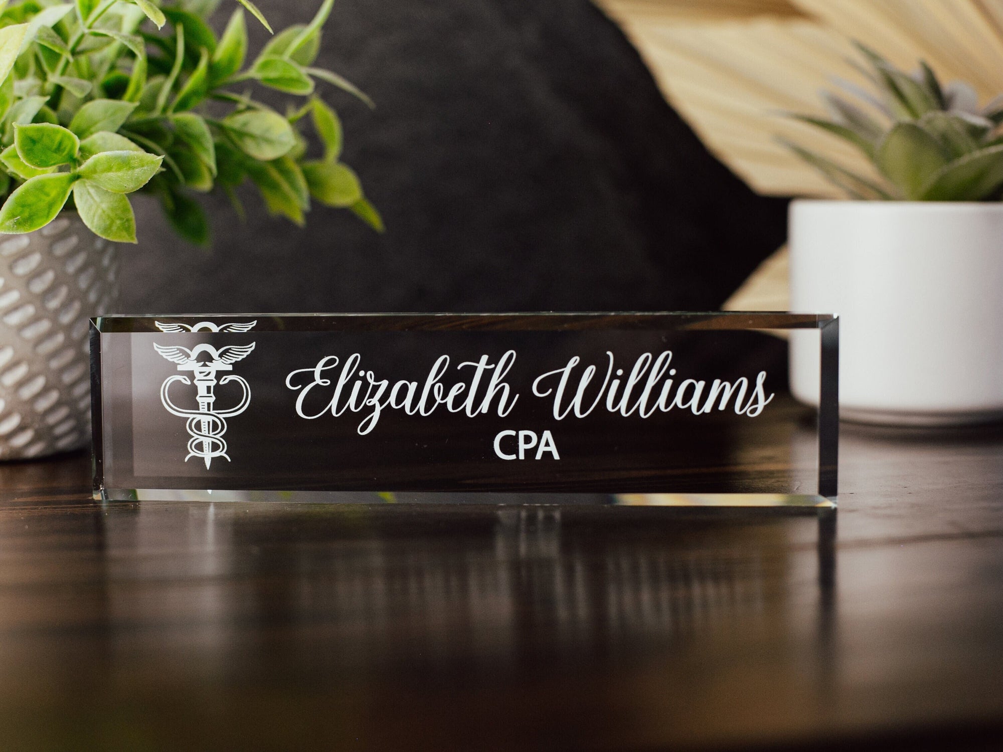 Certified Public Accountant Glass Office Desk Name Plate, Clear CPA Accounting Nameplate, Accounting Appreciation Gift, Graduate School Grad