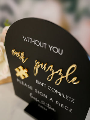 3D Mirror Laser Cut Without You Our Puzzle Isn&#39;t Complete Wedding Puzzle Piece Guestbook Acrylic Sign, Please Sign A Piece