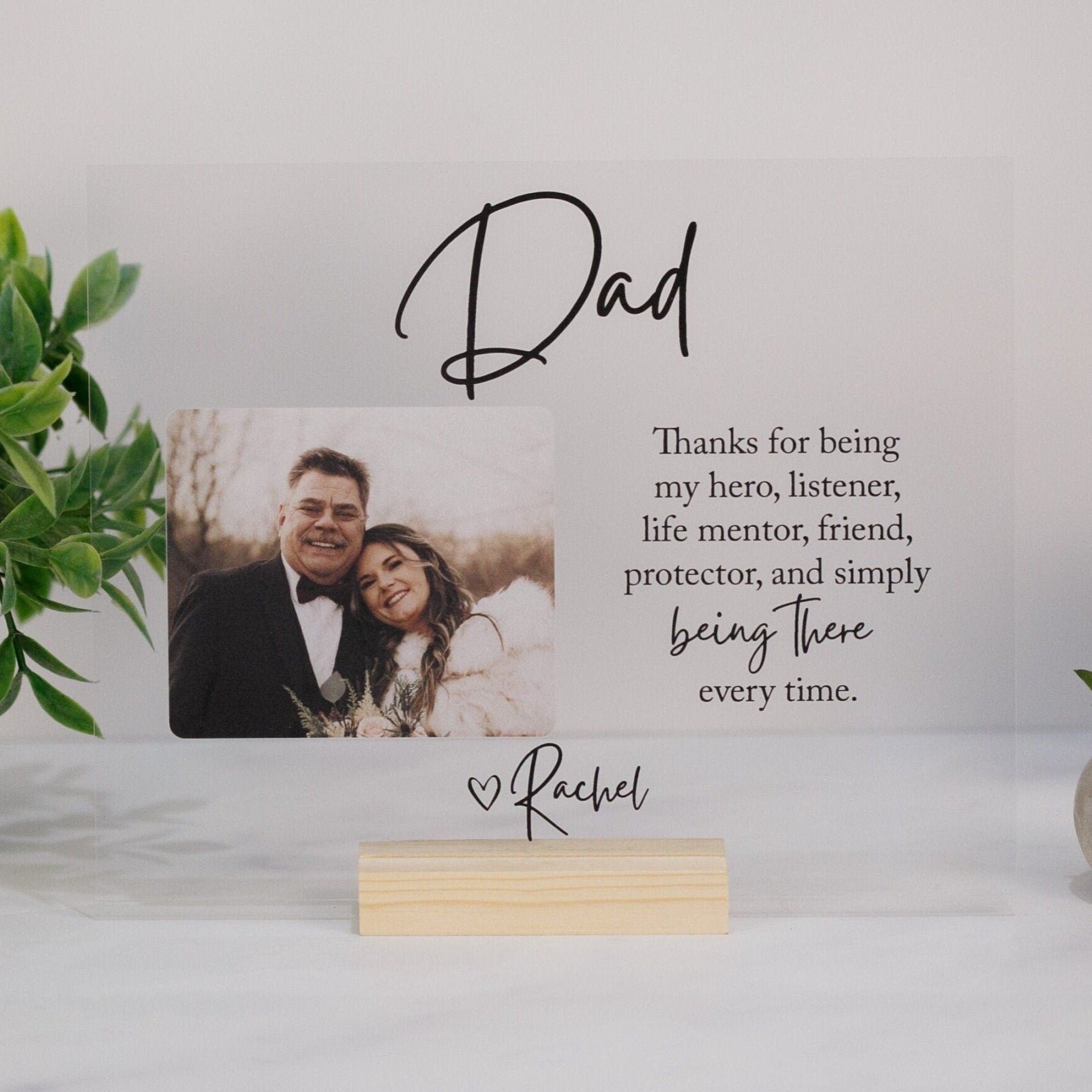 Personalized Dad Thank You Gift, Father of the Bride From Daughter on Wedding Day, Custom Photo Portrait Acrylic Birthday Present for Dad