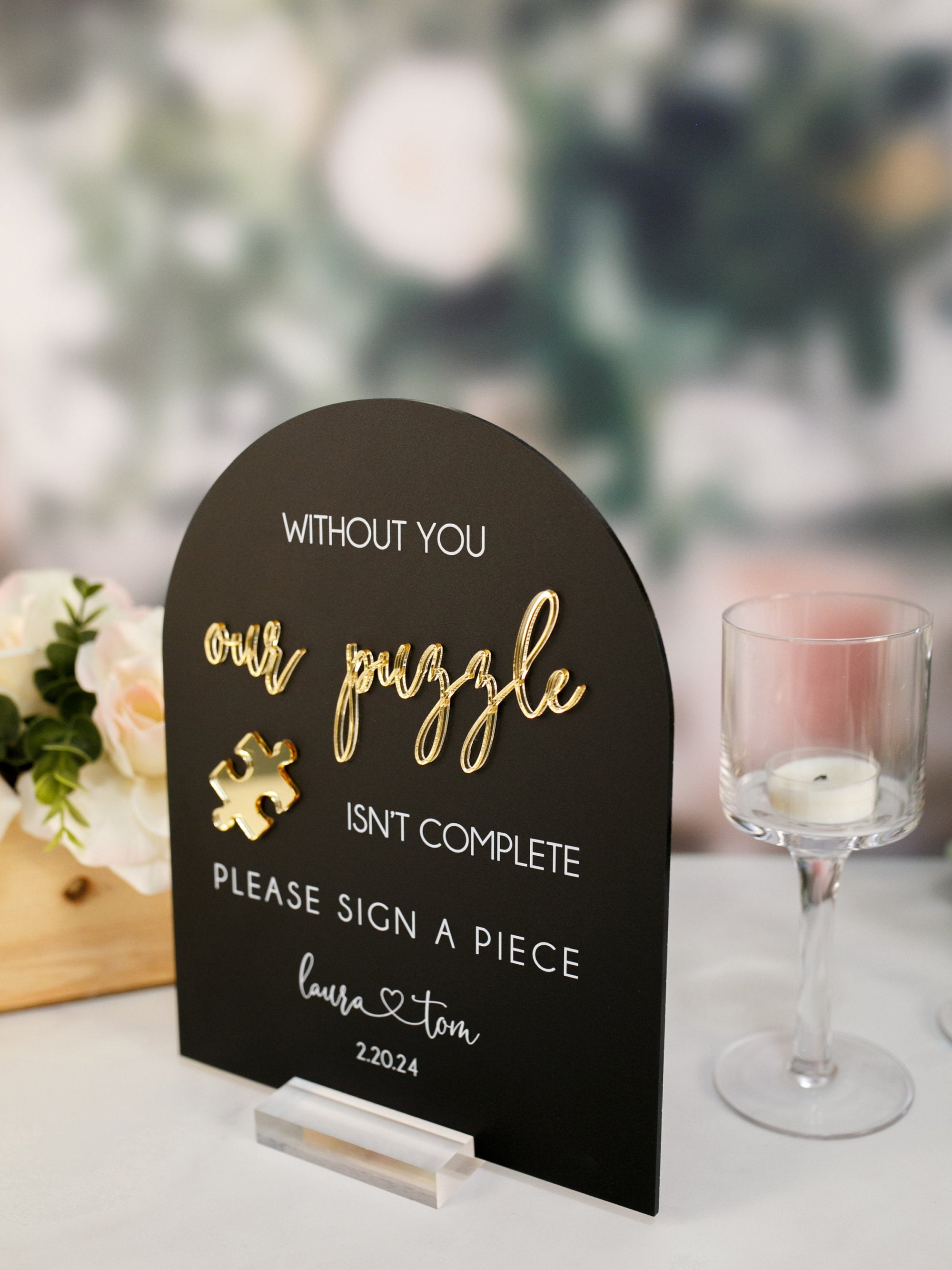 3D Mirror Laser Cut Without You Our Puzzle Isn&#39;t Complete Wedding Puzzle Piece Guestbook Acrylic Sign, Please Sign A Piece
