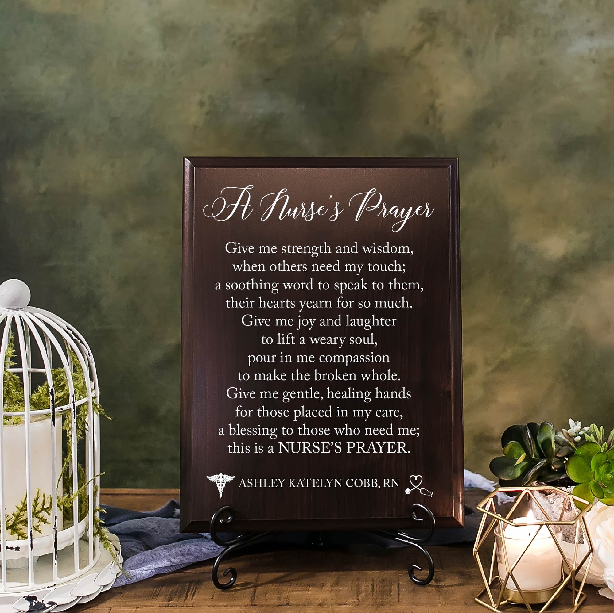 Nurse's Prayer Walnut Plaque