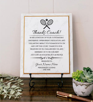 TENNIS Coach Appreciation Award Varsity Sports Recognition Plaque