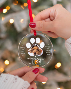 Dog Memorial Ornament - Paw Print Pet Loss Gift In Loving Memory