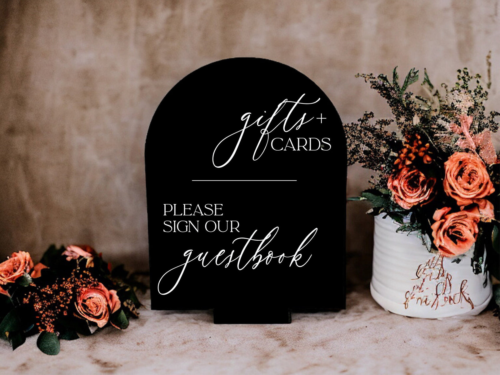 ARCH Acrylic Gifts and Cards + Please Sign Our Guestbook Duo Modern Minimalist Acrylic Wedding Sign, Gifts and Cards Lucite Table Sign