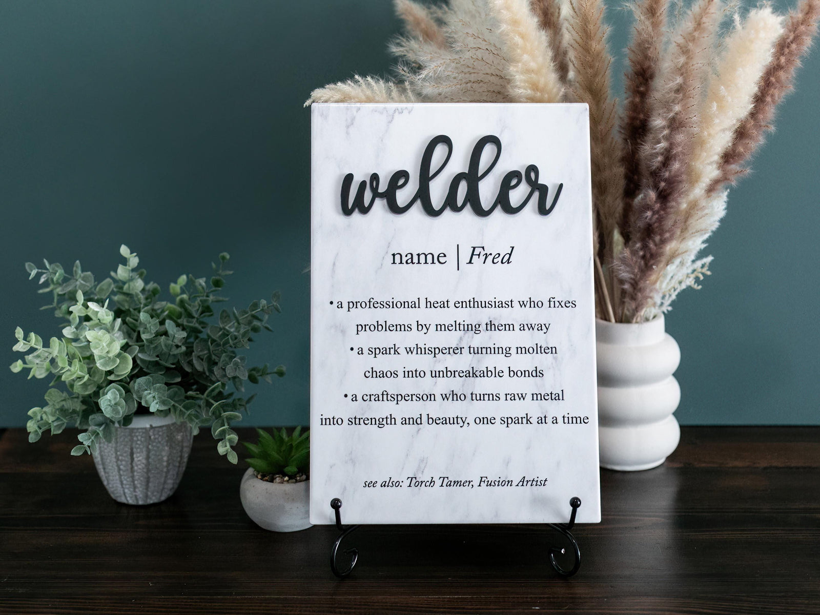 TP-3DWELD 3D Welder Ceramic Tile Plaque Gift, Personalized Thank You Present For Boss; Work Anniversary; Office Decor; Retirement 2024; Gifts for Dad