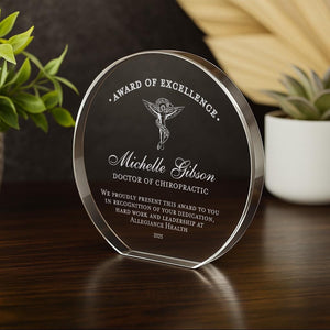 Chiropractor Crystal Award of Excellence Plaque