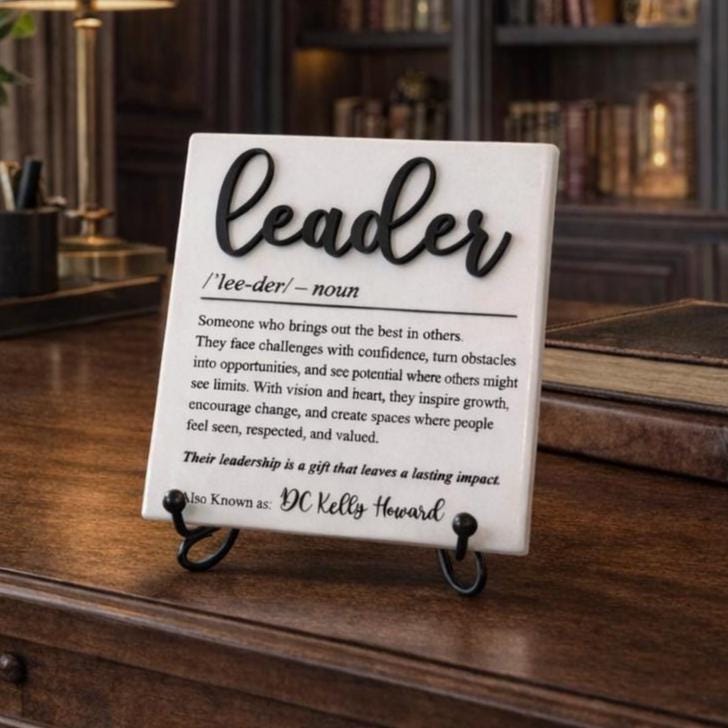 Leader Definition Plaque – Retirement Gift With Marble Finish And Stand