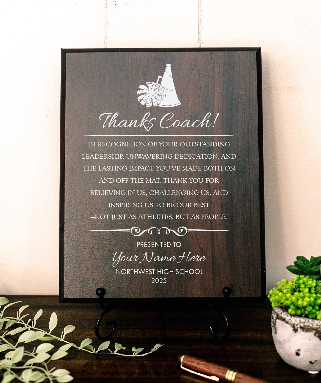 CHEER Coach Appreciation Award Varsity Sports Recognition Plaque