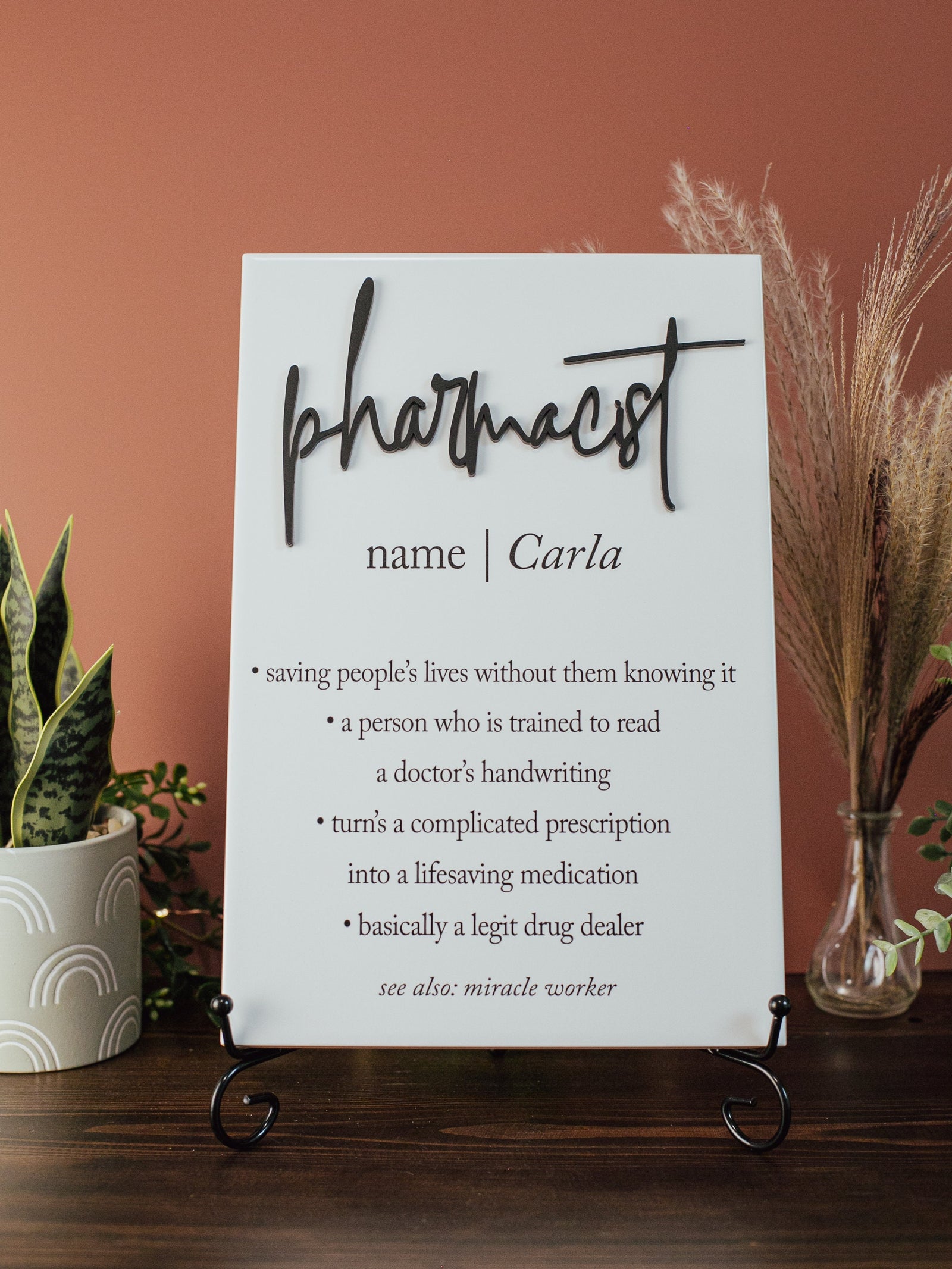 TP-3DPHM 3D Pharmacist Ceramic Tile Plaque With Stand, Thank You Hospital Staff Retirement, Nurse, Surgeon, Doctor, Pharmacy School Grad Gift