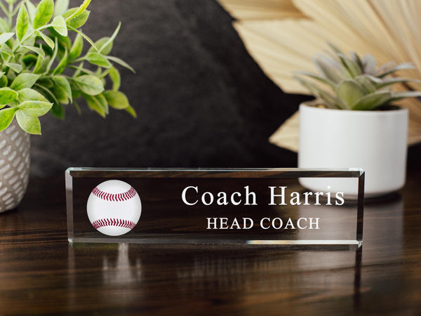 Head Coach Inscriptions Sports Coach Glass Office Desk Name Plate, Varsity, Head Coach ...