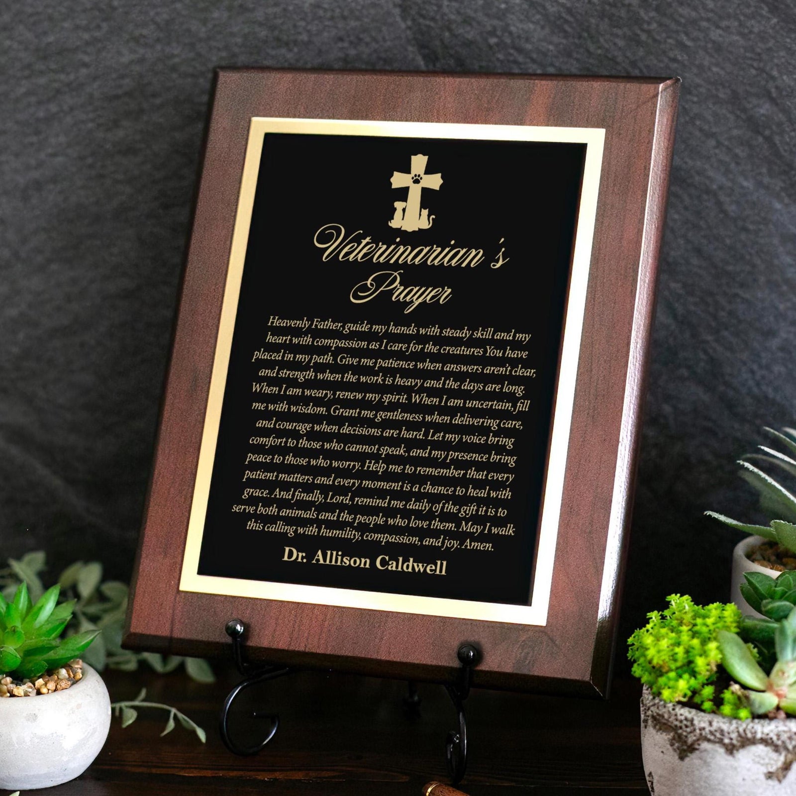 A Veterinarian's Prayer Engraved Plaque