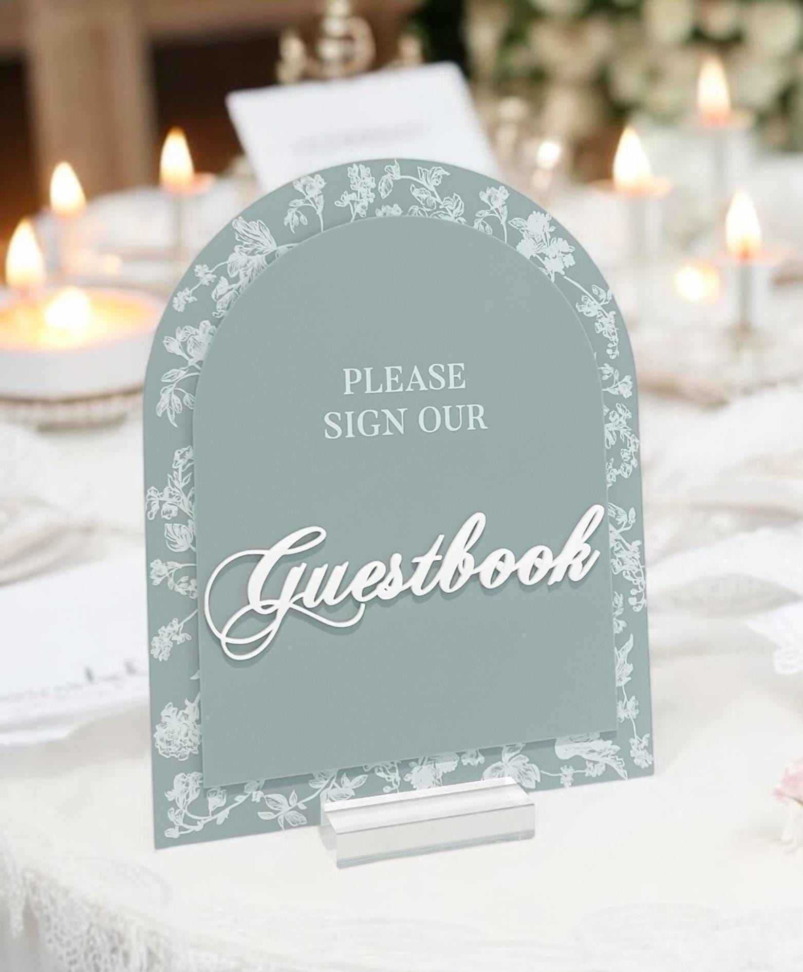 Guestbook Sign Blue Toile Arch - Elegant Bridal Shower Reception Decor
