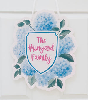 Hydrangea Coquette Bow Crest Teacher Door Hanger