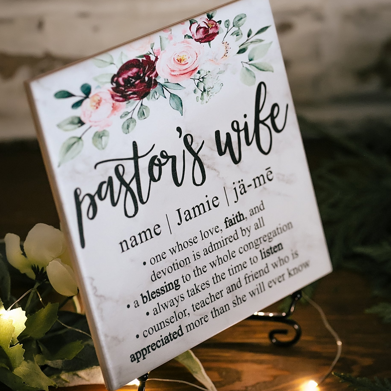 Pastor's Wife Dictionary Definition Quote Art Tile Plaque