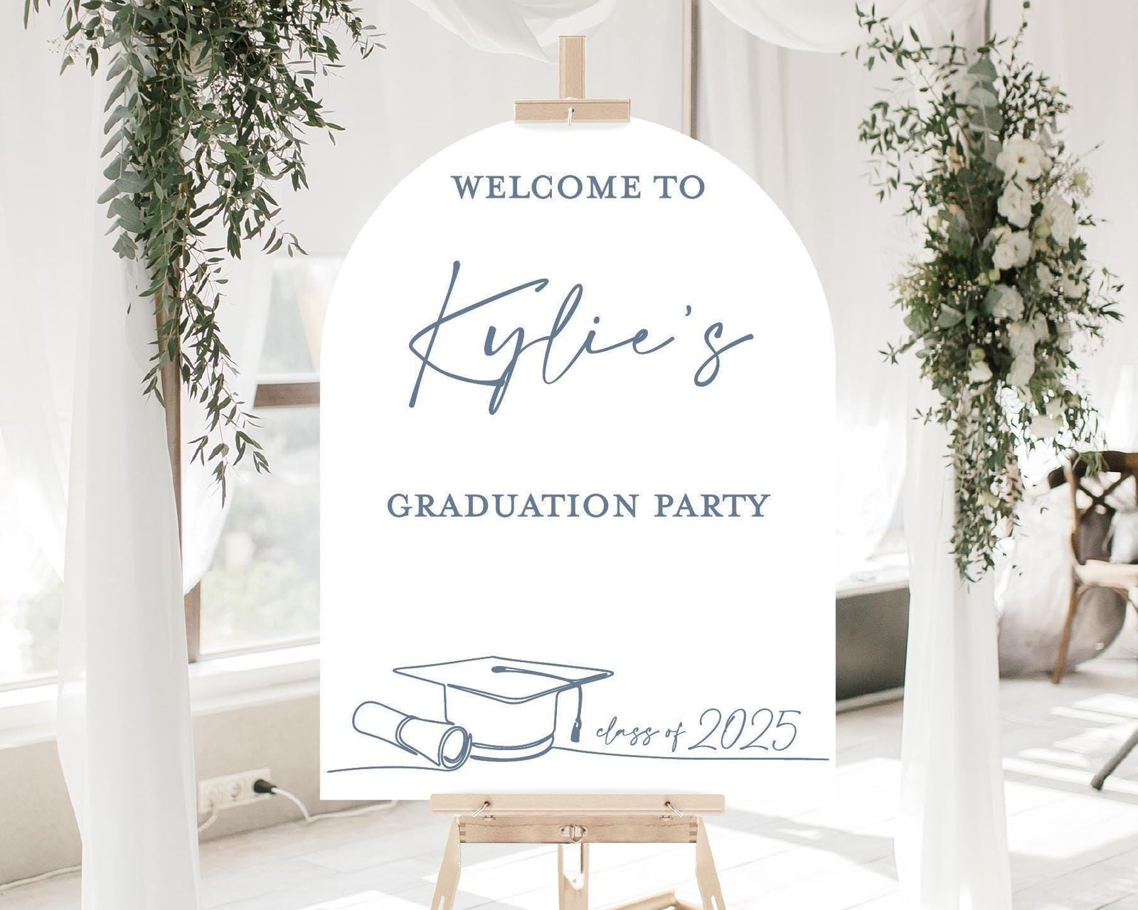 F11-GRD9 Welcome To Personalized Acrylic Graduation Entry Sign Decor, The Future Is Bright Party, Class of 2025, High School Grad Event, Cap + Gown