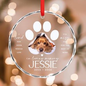 Dog Memorial Ornament - Paw Print Pet Loss Gift In Loving Memory