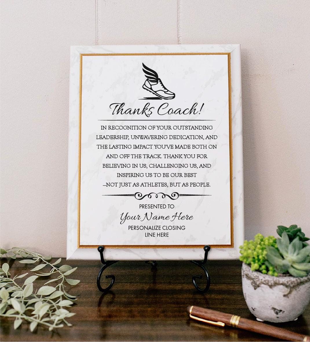 TRACK Coach Appreciation Award Varsity Sports Recognition Plaque