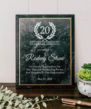 Marble Years Of Service Plaque