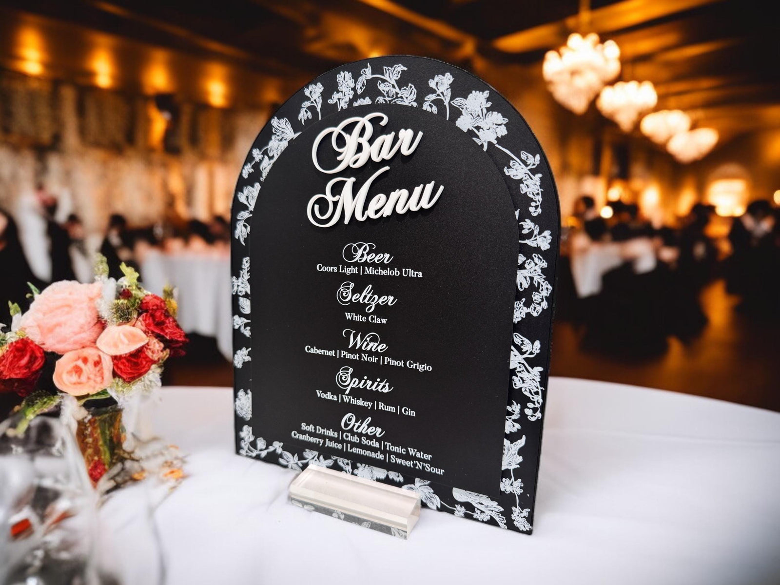 Bridal Shower Bar Sign - French Blue Bar Menu Floral Toile Decor