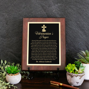 A Veterinarian's Prayer Engraved Plaque