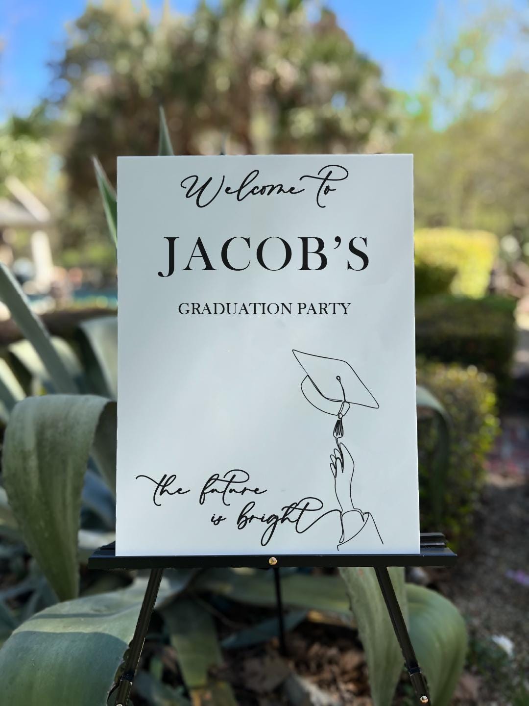 F9-GRD8 Welcome To Personalized Acrylic Graduation Entry Sign Decor, The Future Is Bright Party, Class of 2025, High School Grad Event, Cap + Gown