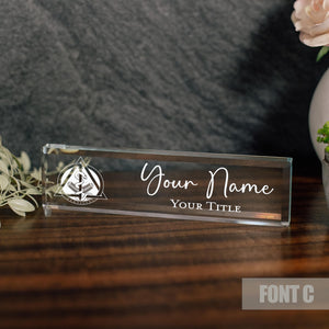 Dentist DO DDS Glass Office Desk Name Plate