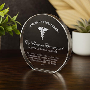 Crystal Doctor Award Of Excellence Plaque